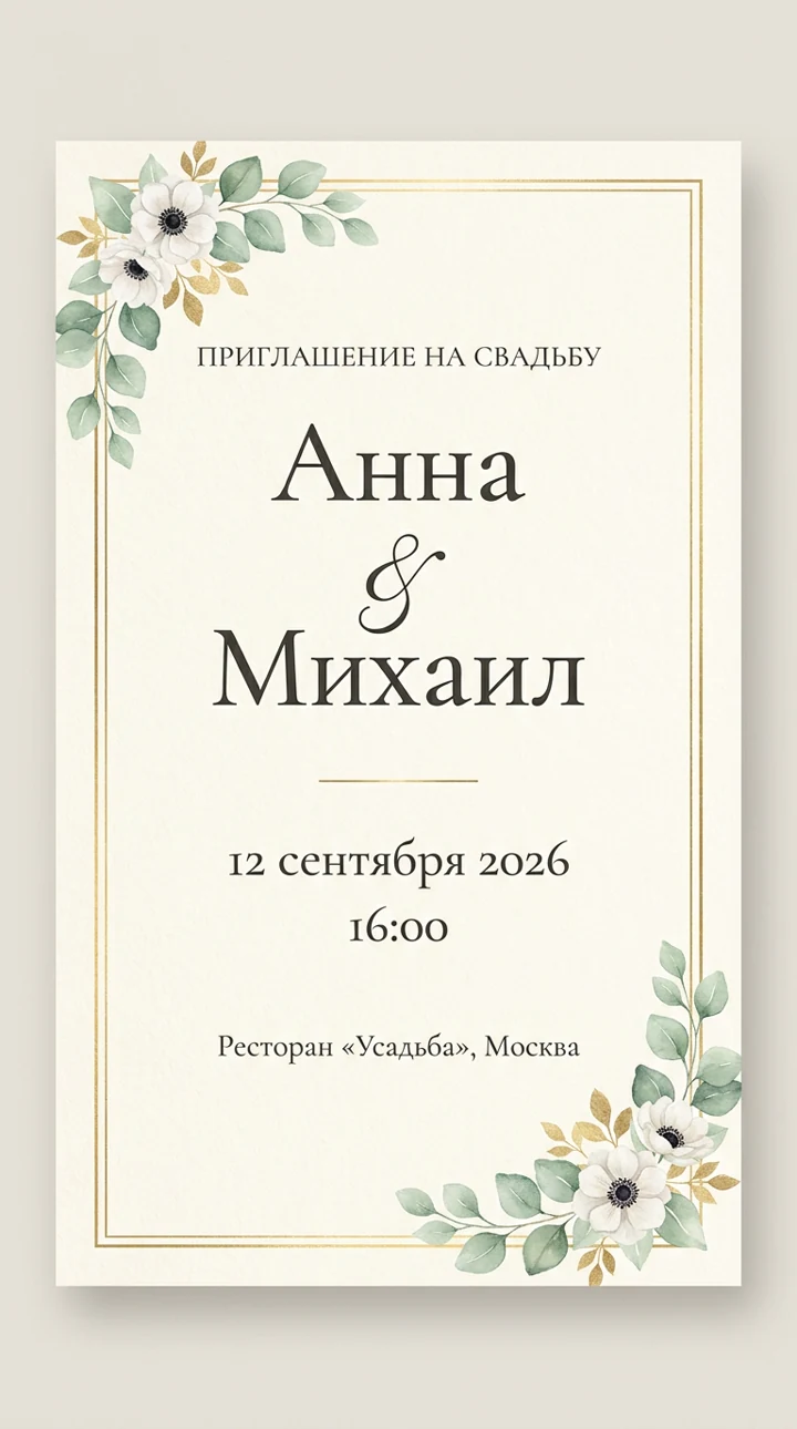 Пример приглашения «Анна и Михаил»